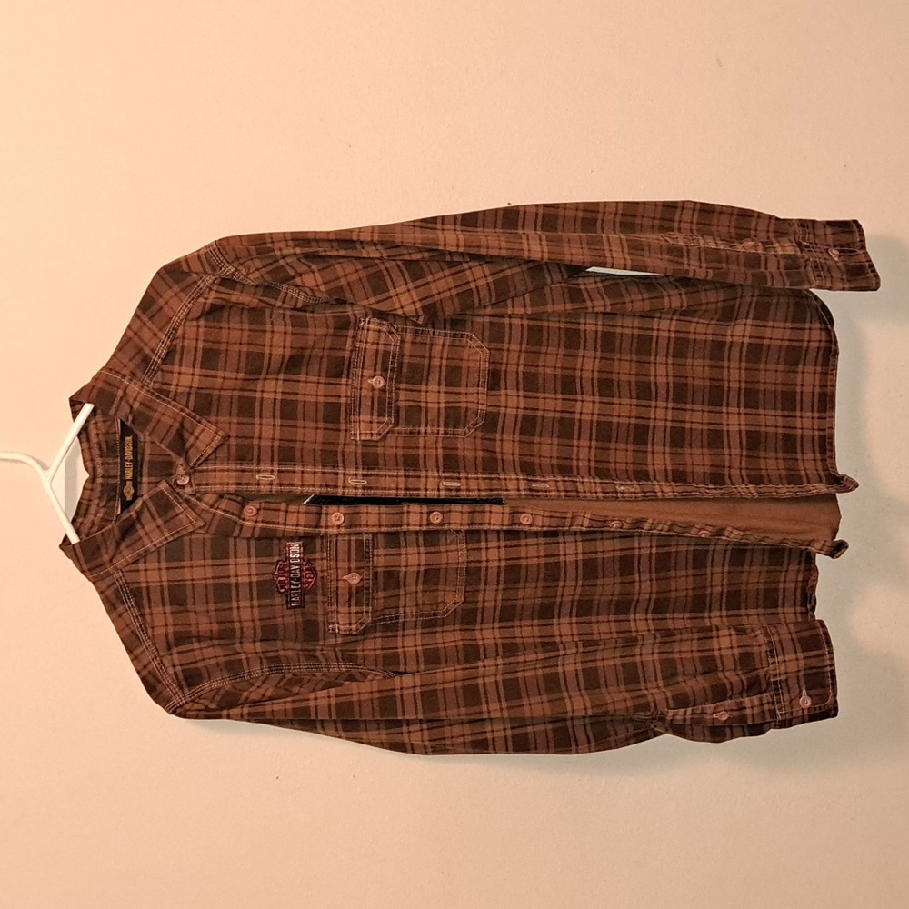 Men's Harley Davidson button down plaid shirt. Never worn. Size L